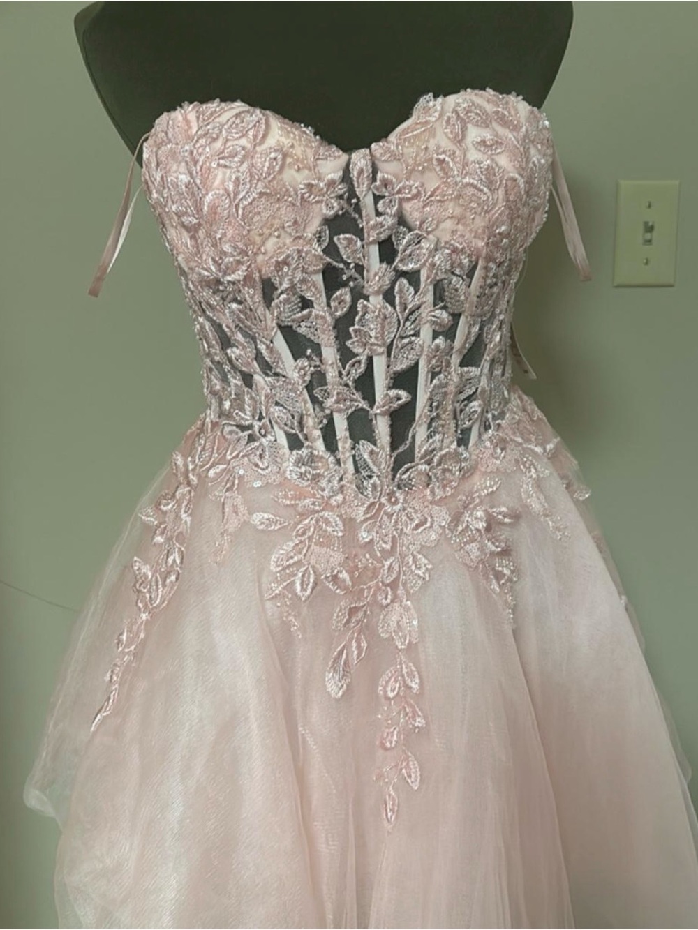 Strapless Blush Pink Lace Windsor Ball Gown